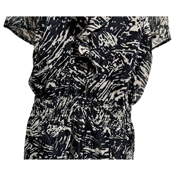 Merona Womens Black & Gray Abstract Print Ruffle Dress Size 4X Polyester Short S - Picture 6 of 13